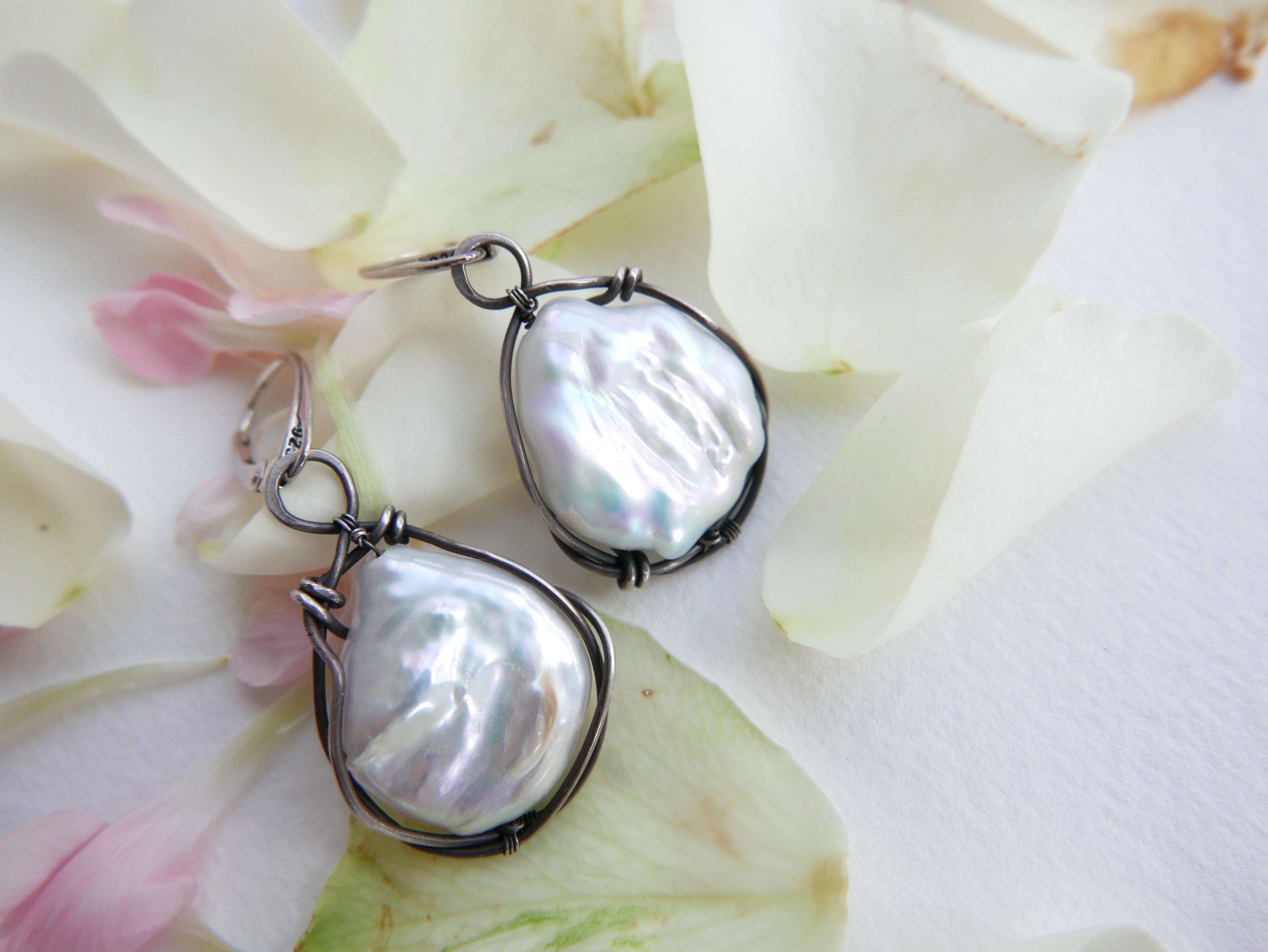 nausnice Nymphaea s perlami